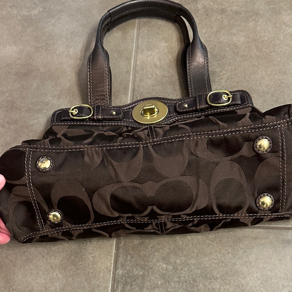Coach Dark Brown Shoulder Bag with Gold Accents - Picture 3 of 16